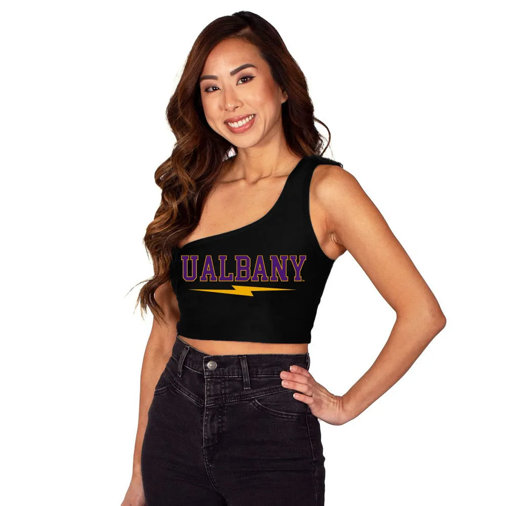 University at Albany Lightning One Shoulder Top