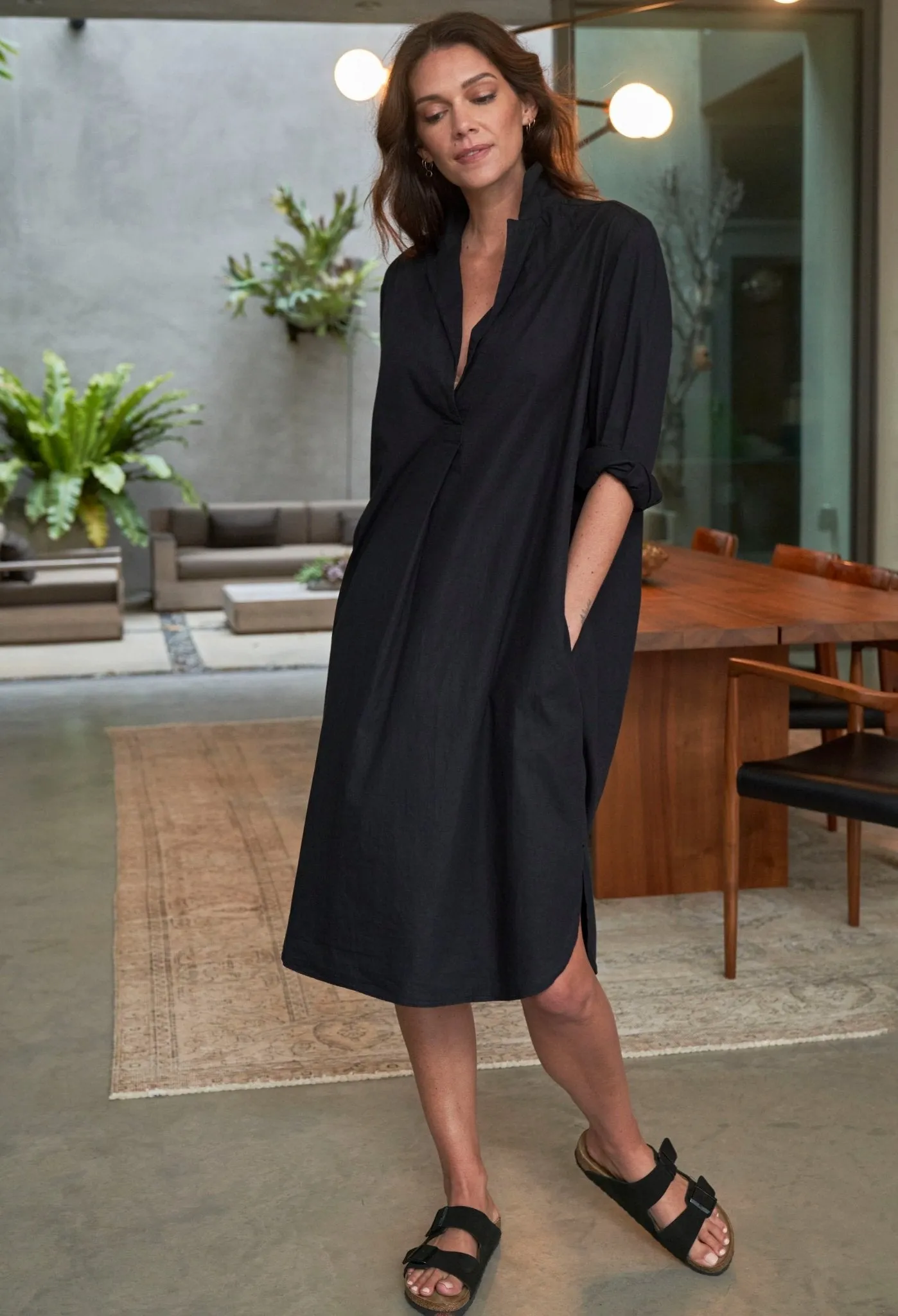 UPCYCLED - Black Cotton Short Shirt Dress - Sale