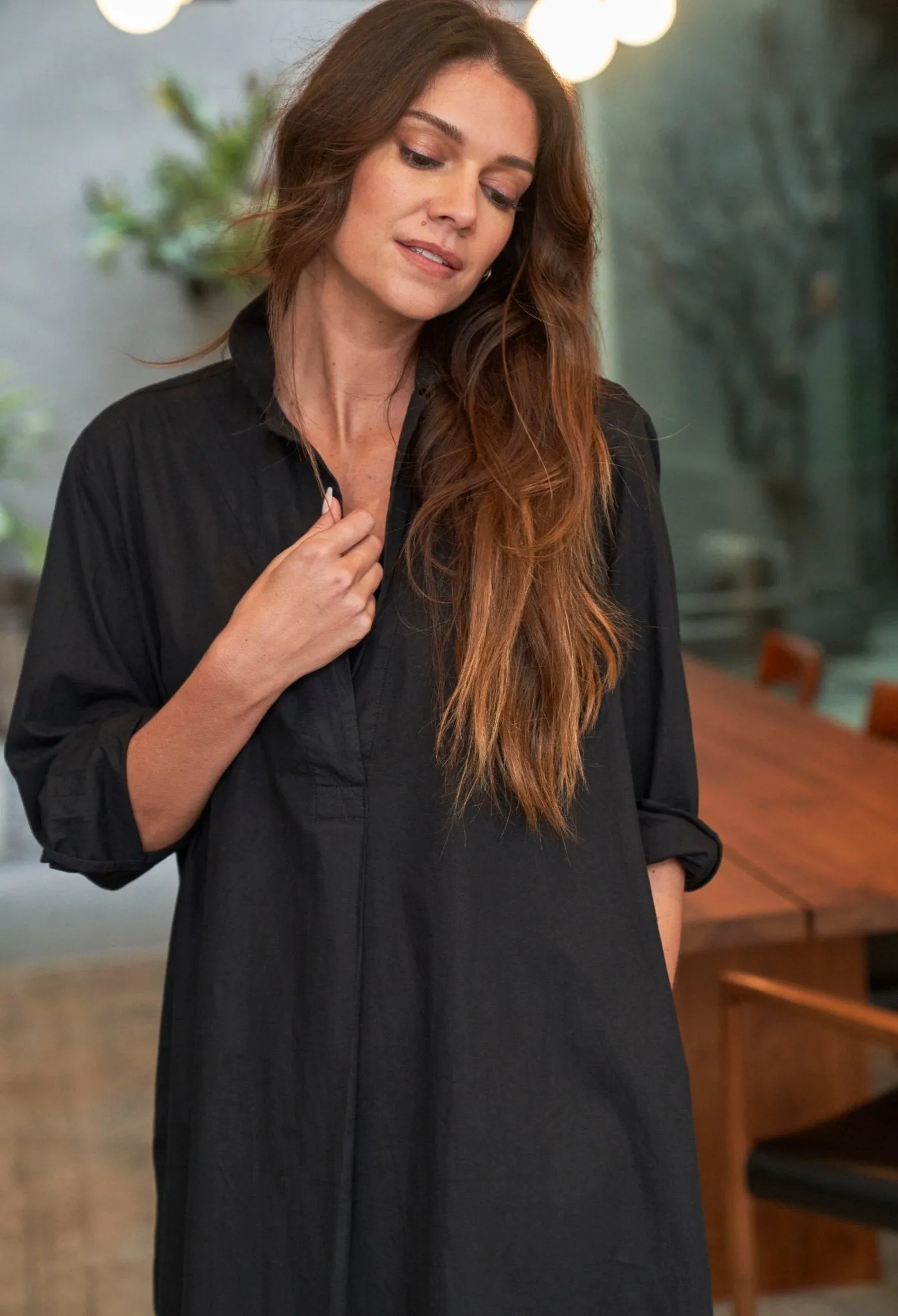 UPCYCLED - Black Cotton Short Shirt Dress - Sale