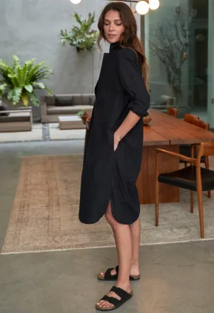 UPCYCLED - Black Cotton Short Shirt Dress - Sale