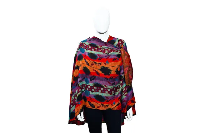 Vertical Multi Color Reversible Cashmere Shawl