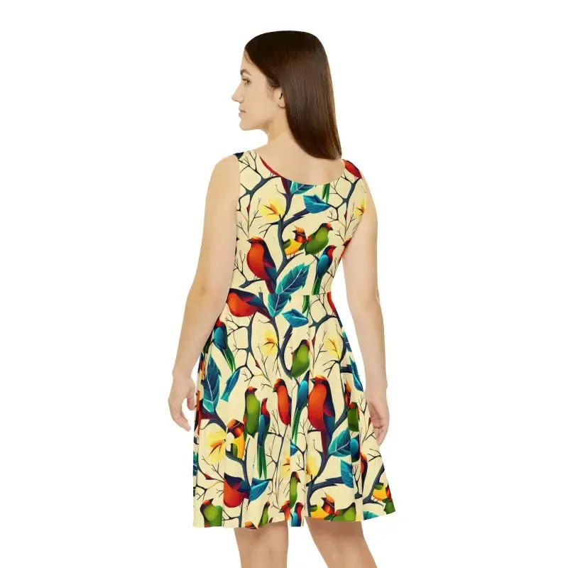 Vibrant Colorful Birds Women's Skater Dress