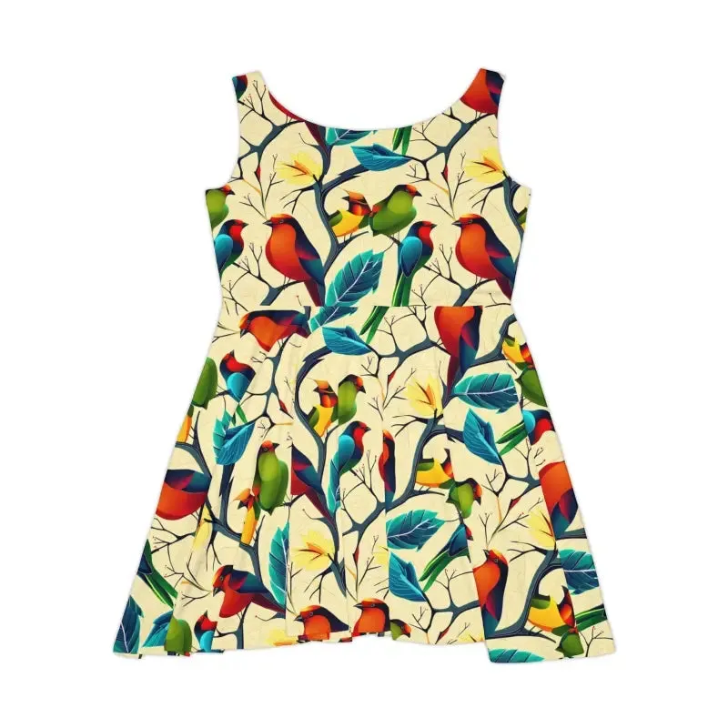 Vibrant Colorful Birds Women's Skater Dress