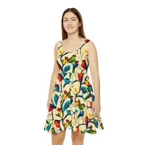 Vibrant Colorful Birds Women's Skater Dress