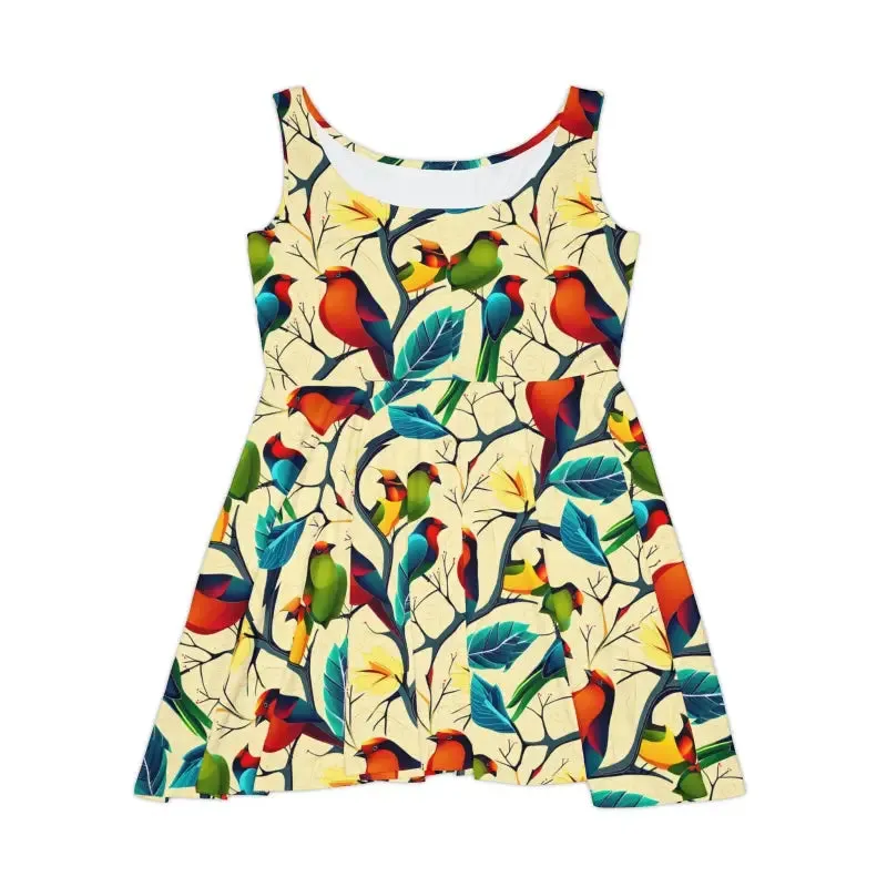 Vibrant Colorful Birds Women's Skater Dress