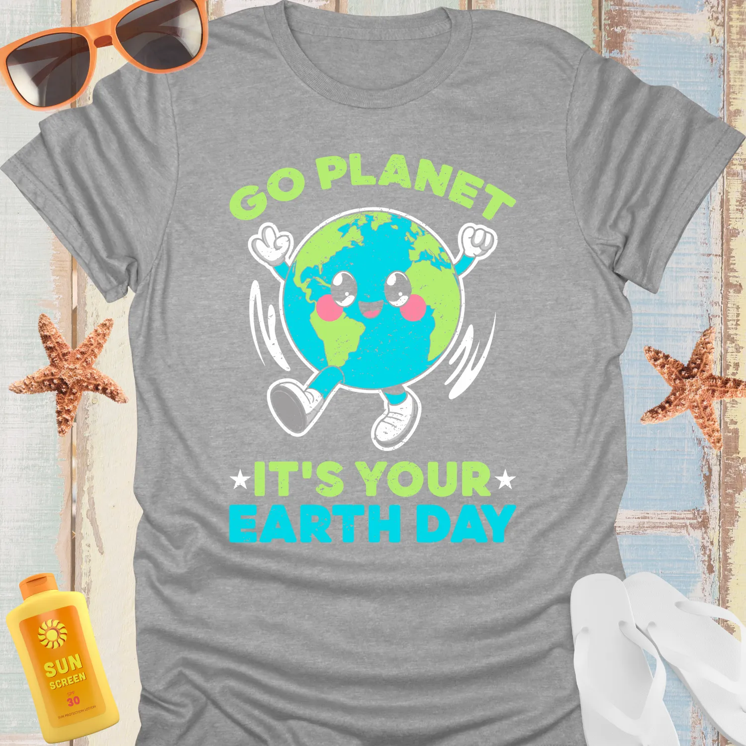 Vibrant Earth Day T-Shirt With Go Planet Slogan
