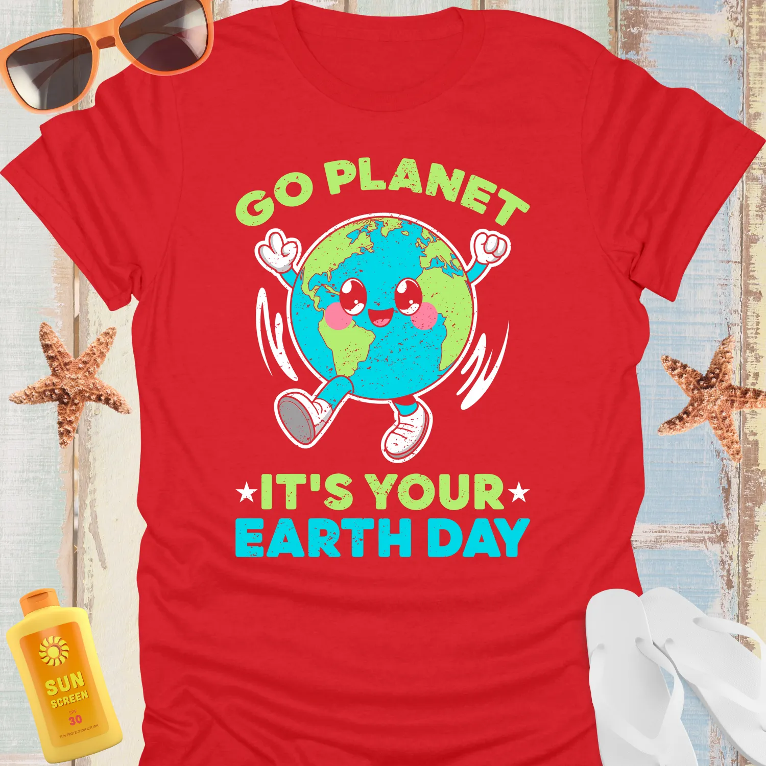 Vibrant Earth Day T-Shirt With Go Planet Slogan