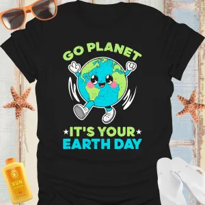 Vibrant Earth Day T-Shirt With Go Planet Slogan
