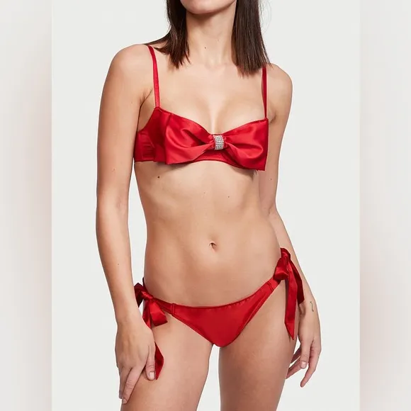 VICTORIA'S SECRET VS *NWT* Dream Angels Sheer Mesh Rhinestone Satin Bow Bra 32DD