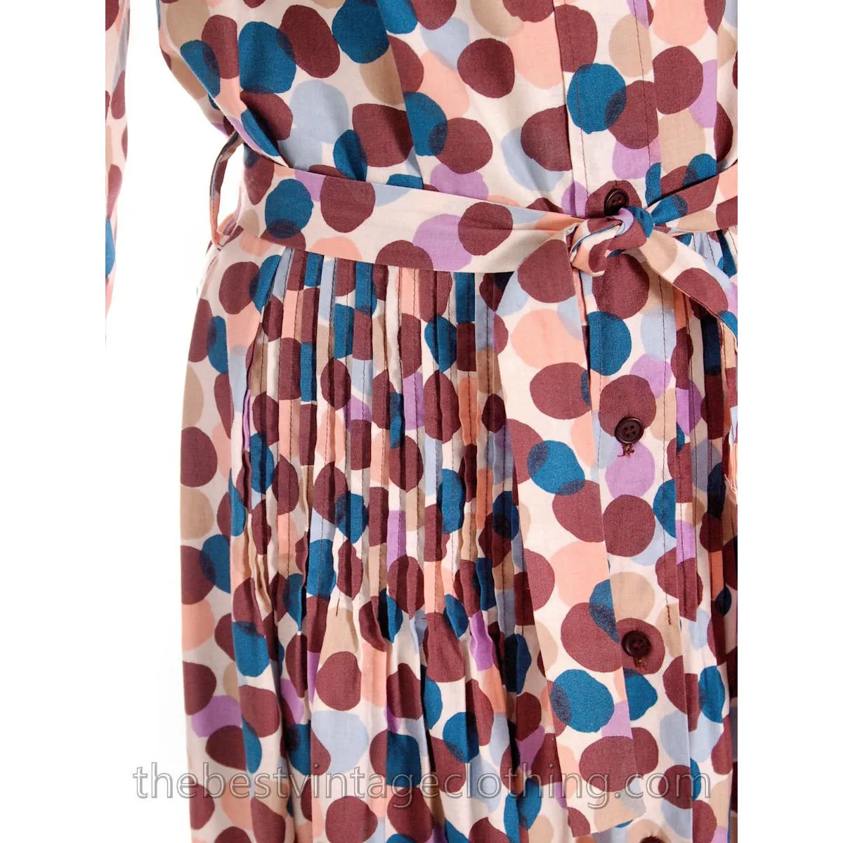 Vintage 1974 Marimekko Designer Maxi Dress Bubble Print 40/12 Polka Dots Cotton