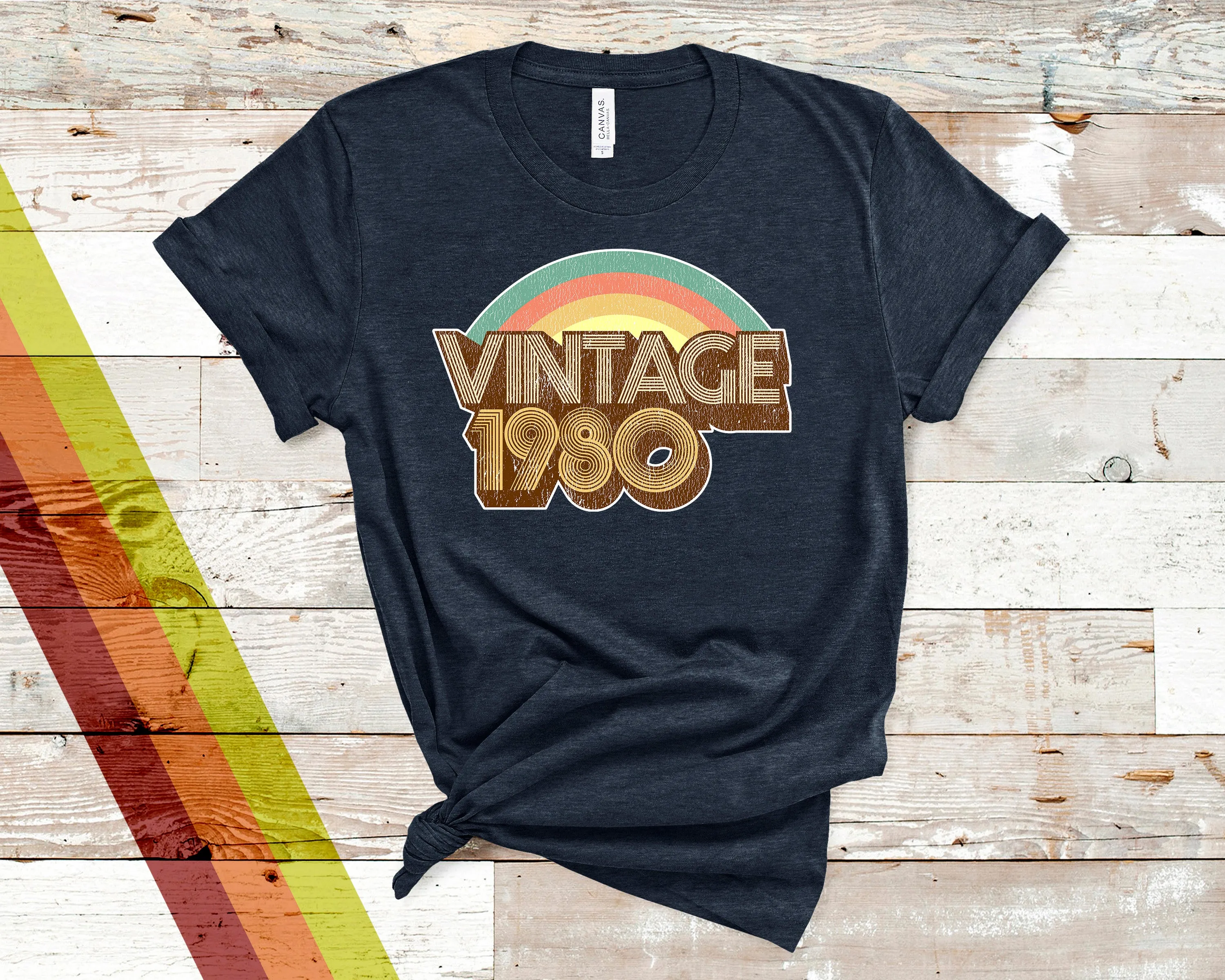 Vintage 1980 Distressed Short-Sleeve Unisex T-Shirt