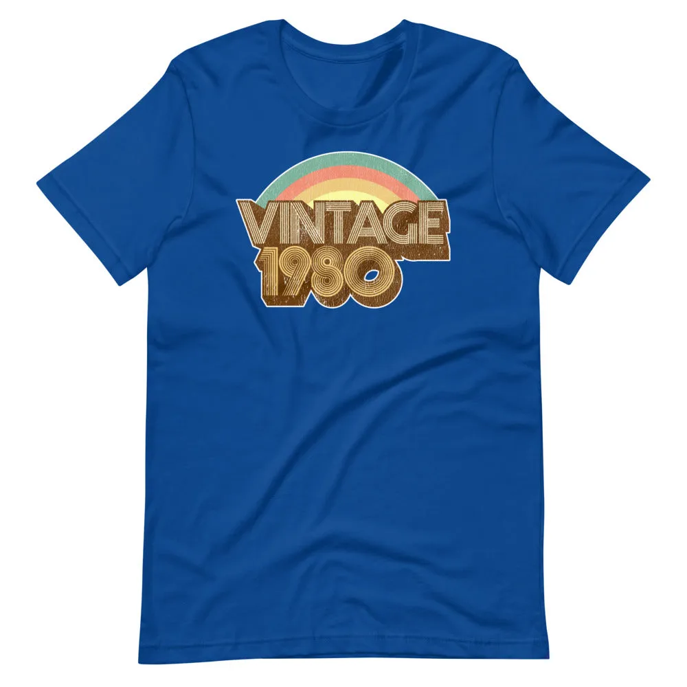 Vintage 1980 Distressed Short-Sleeve Unisex T-Shirt