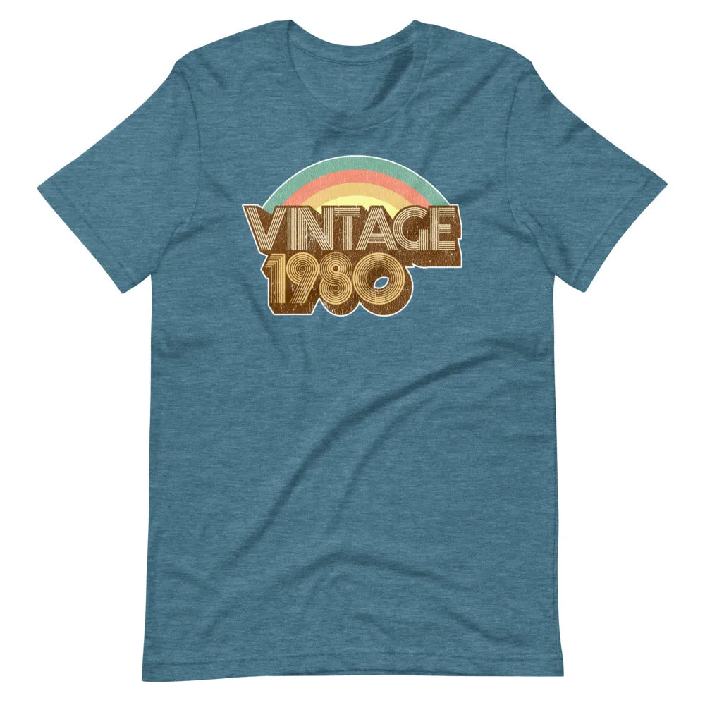Vintage 1980 Distressed Short-Sleeve Unisex T-Shirt
