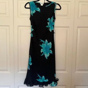Vintage 90s Y2K Studio Soleil black floral sleeveless dress small made in USA
