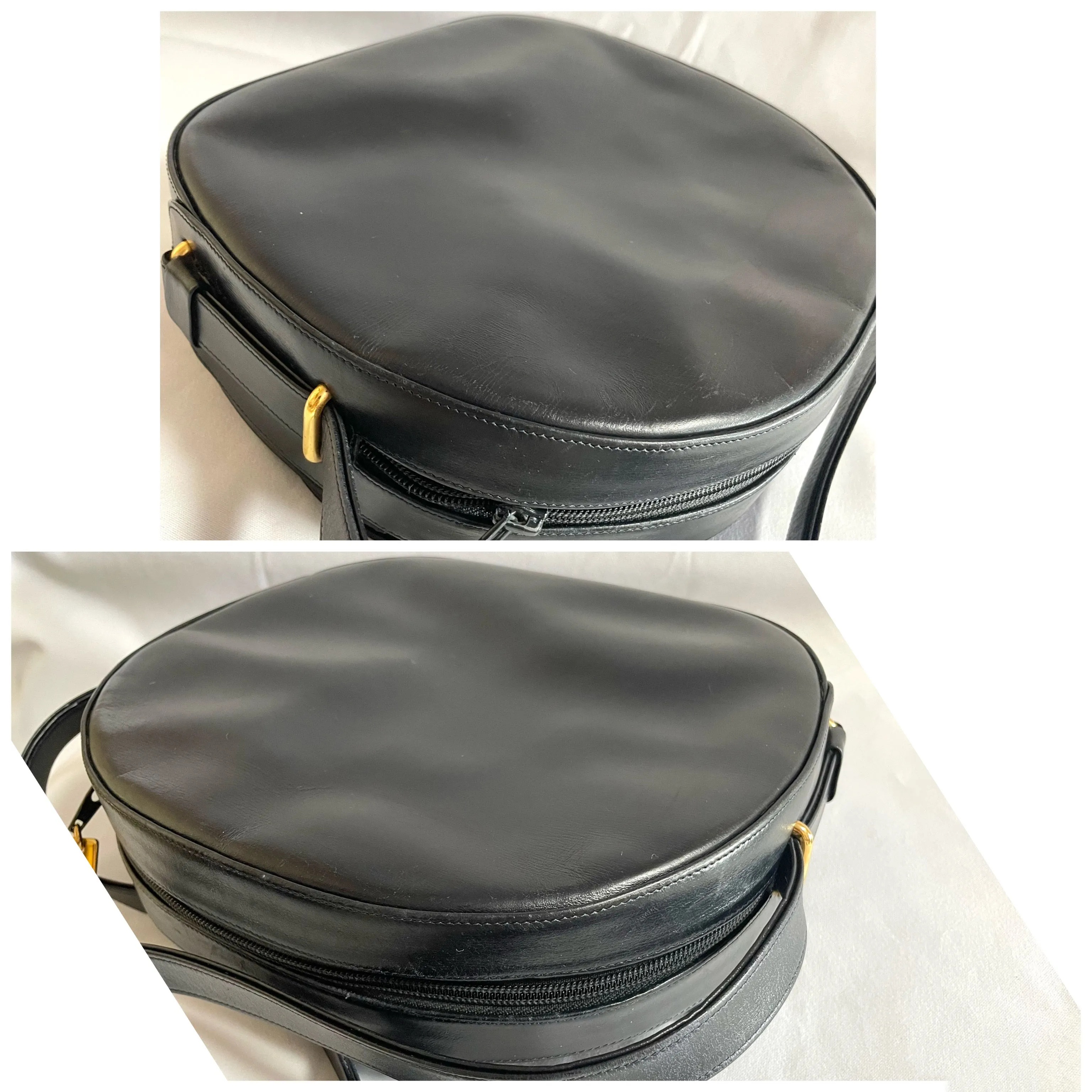 Vintage Cartier navy oval shape shoulder bag with blue stone and golden frame flap. Classic purse from Sapphire line. 050919ac1