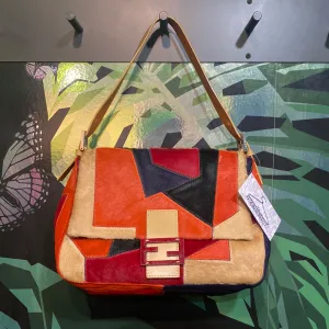 Vintage: Fendi Multi Color Calf Hair Colorblock Mama Bag