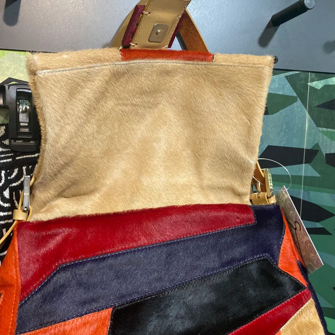 Vintage: Fendi Multi Color Calf Hair Colorblock Mama Bag