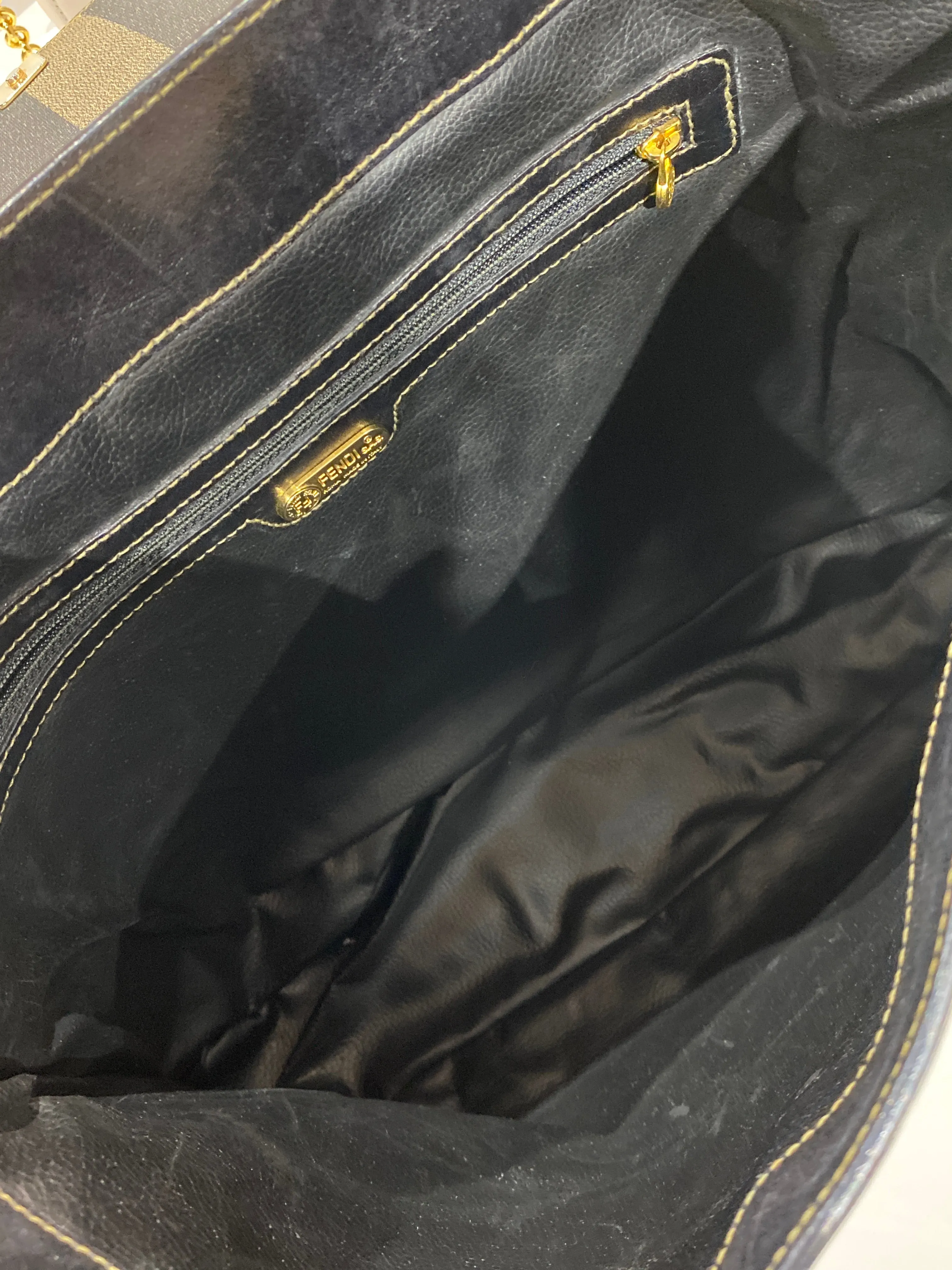 Vintage: Fendi Two Strap Single Flap Striped Shoulder bag