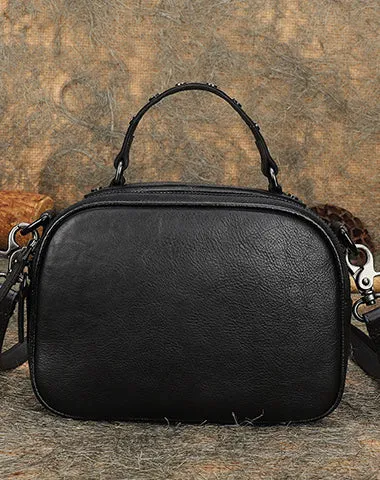 Vintage Green Leather Womens Around Handbag Shoulder Bags Crossbody Purse for Women