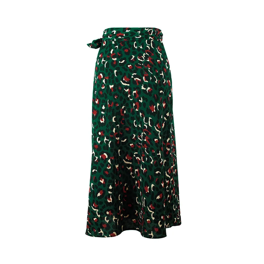 Vintage High Waist Split Wrap Women Skirts