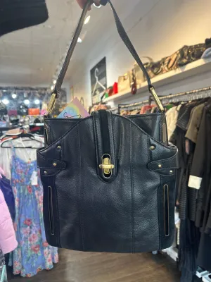 Vintage: JILL STUART Black Leather Shoulder Bag with Gold Hardware