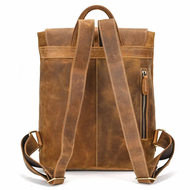 Vintage Leather Backpack Full Grain Leather Travel Backpack College Rucksack For Men Handmade Leather Knapsack