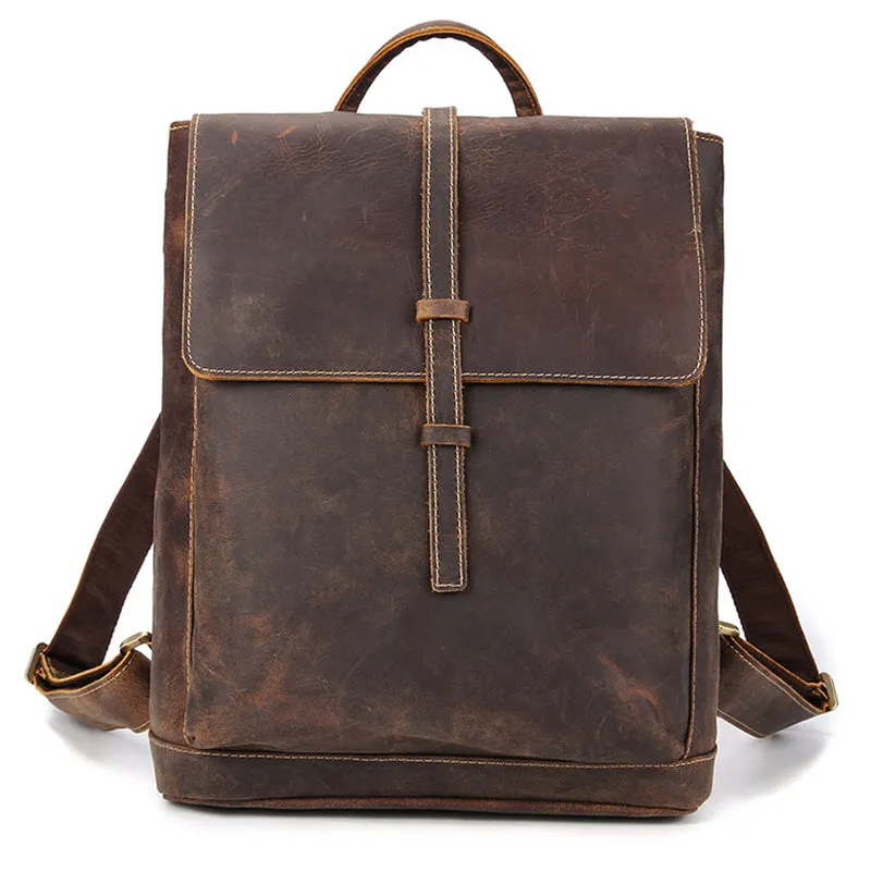 Vintage Leather Backpack Full Grain Leather Travel Backpack College Rucksack For Men Handmade Leather Knapsack