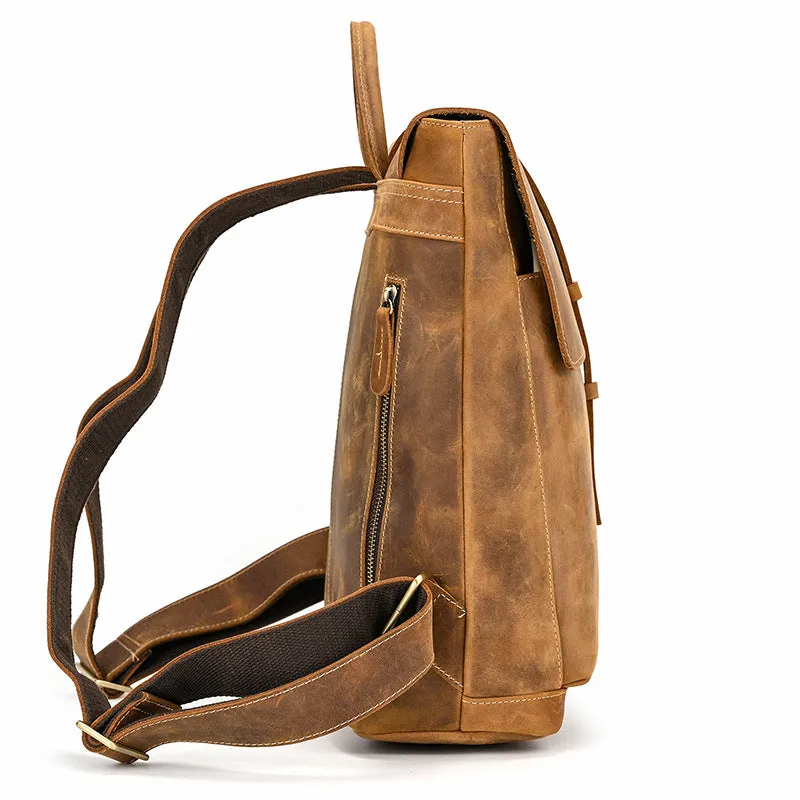 Vintage Leather Backpack Full Grain Leather Travel Backpack College Rucksack For Men Handmade Leather Knapsack