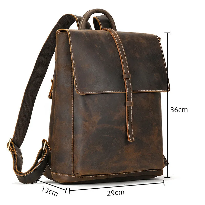 Vintage Leather Backpack Full Grain Leather Travel Backpack College Rucksack For Men Handmade Leather Knapsack
