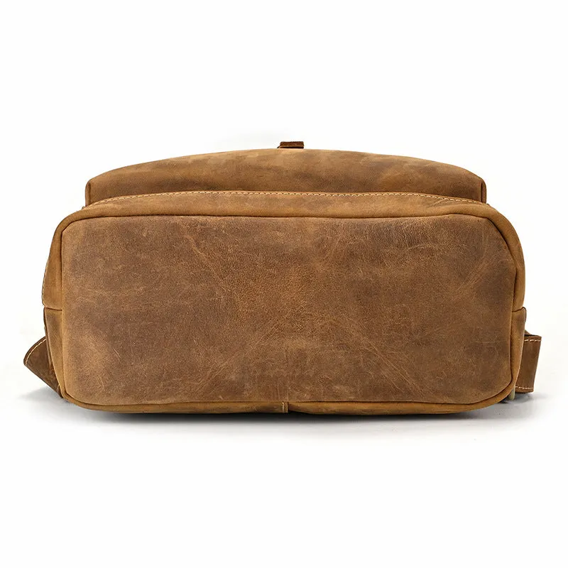 Vintage Leather Backpack Full Grain Leather Travel Backpack College Rucksack For Men Handmade Leather Knapsack