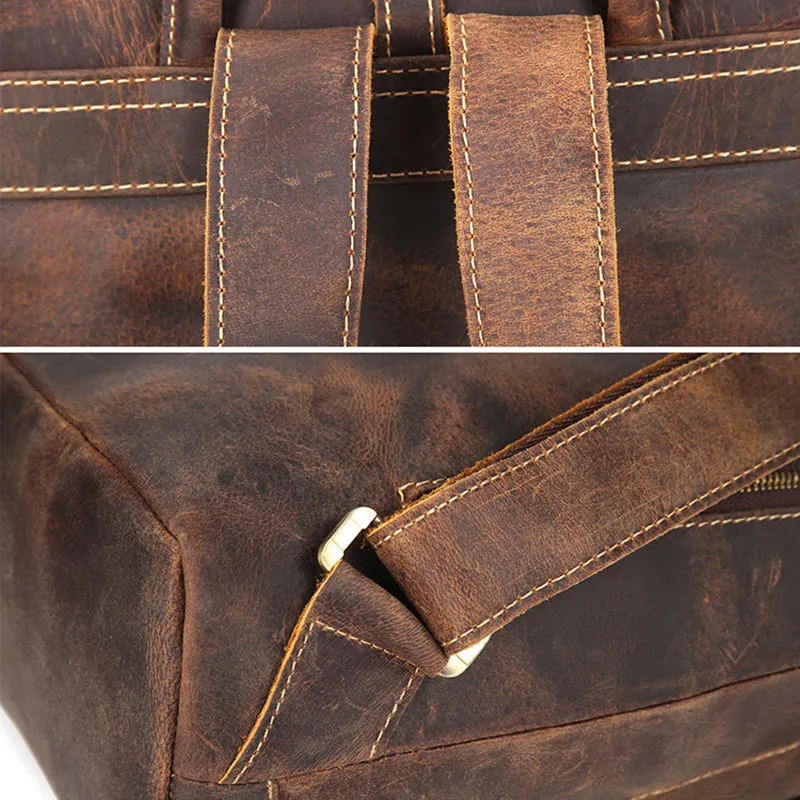 Vintage Leather Backpack Full Grain Leather Travel Backpack College Rucksack For Men Handmade Leather Knapsack