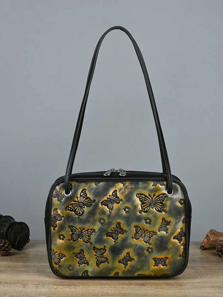 Vintage Minimalist Handmade Leather Distressed Tote Bag