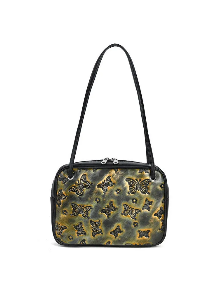 Vintage Minimalist Handmade Leather Distressed Tote Bag