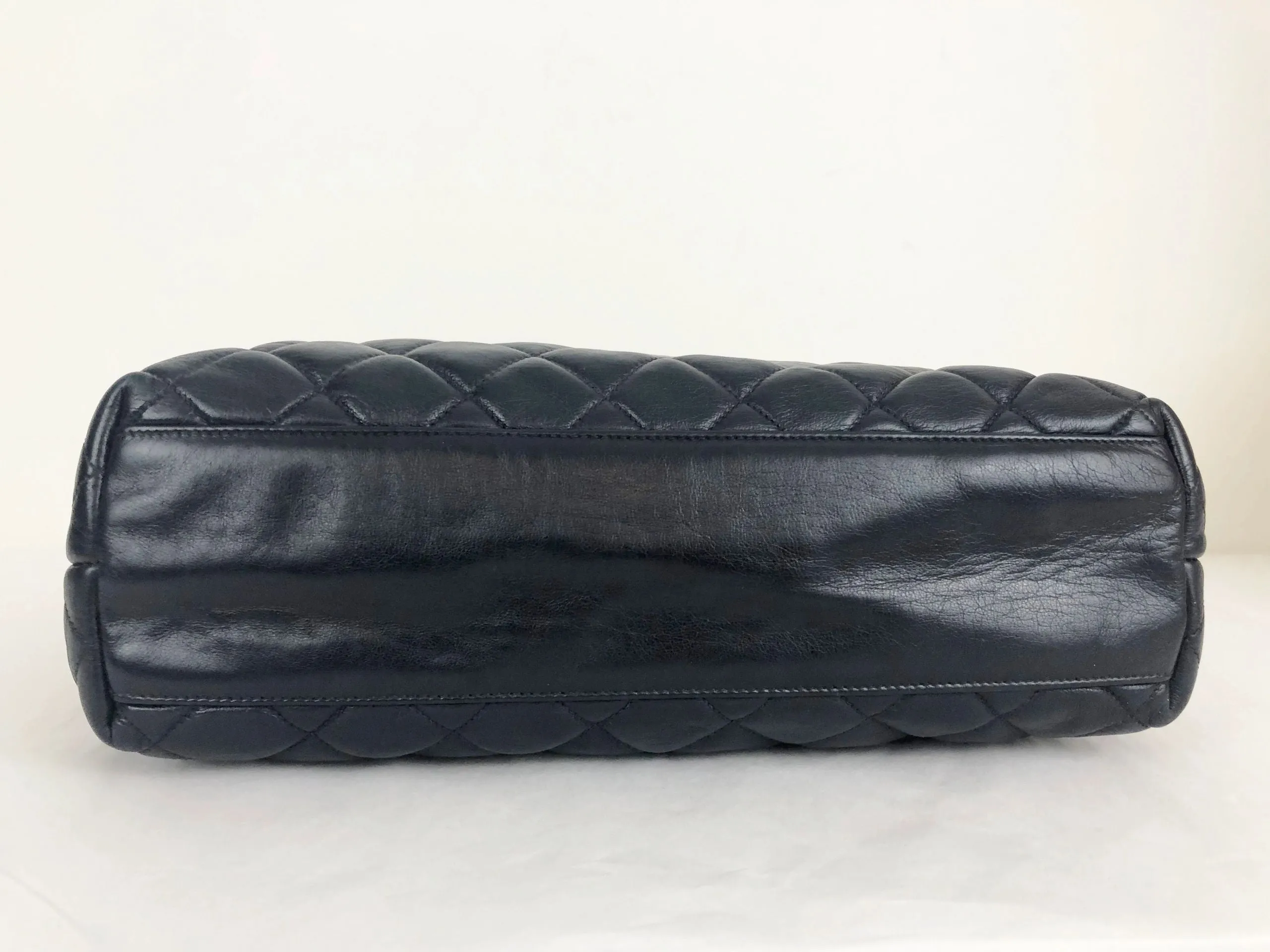 Vintage Quilted Navy Blue Shoulder Bag