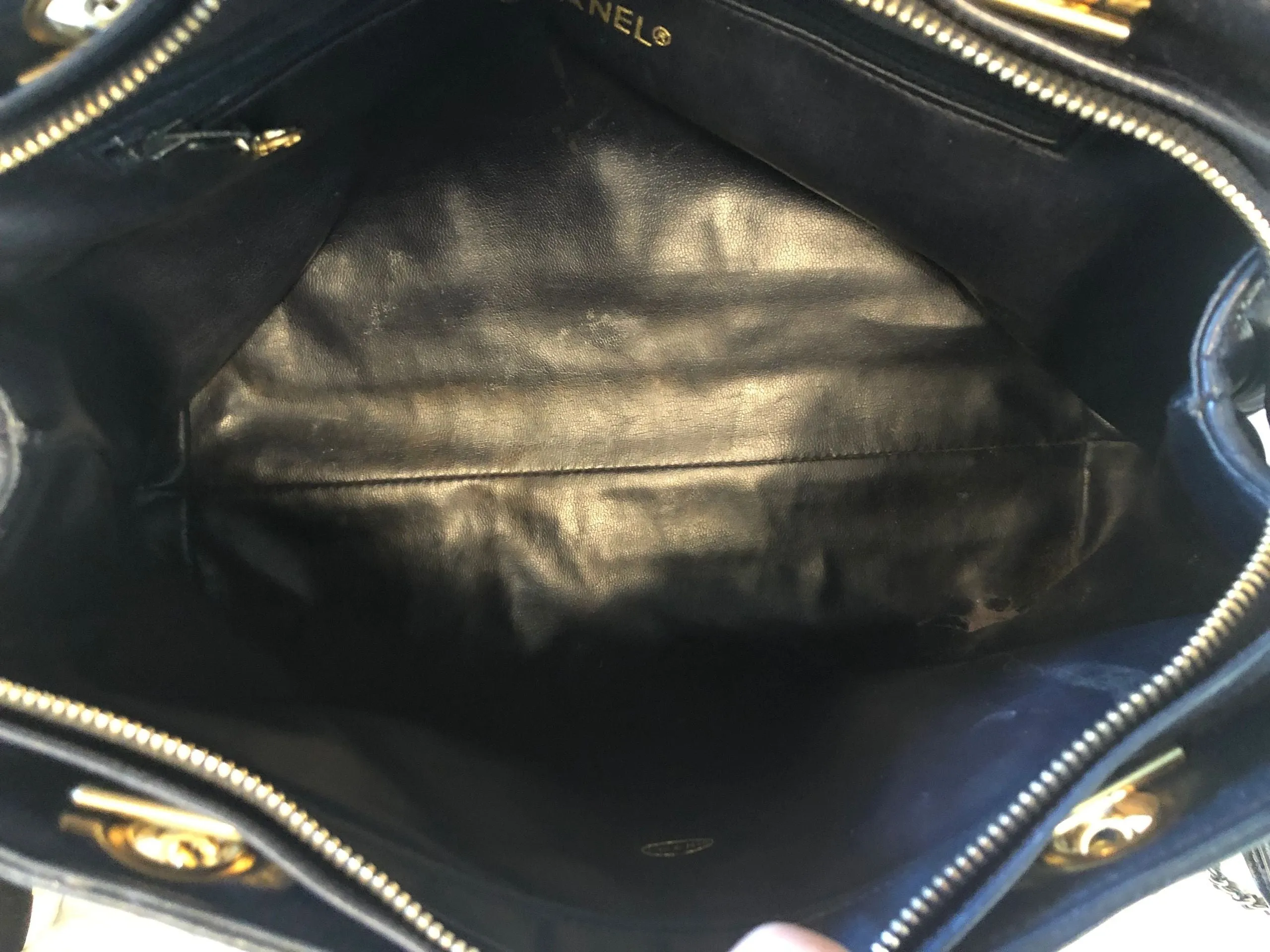 Vintage Quilted Navy Blue Shoulder Bag
