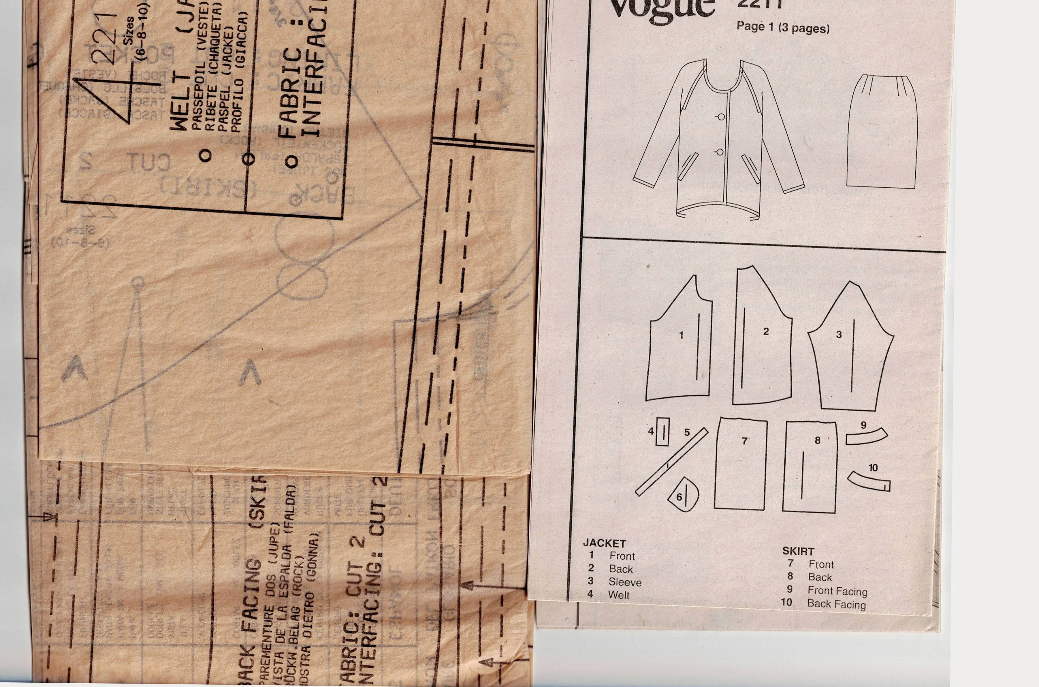 Vogue American Designer 2211 GEOFFREY BEENE Womens Jacket & Skirt 1990s Vintage Sewing Pattern Size 6 - 10 UNCUT Factory Folded