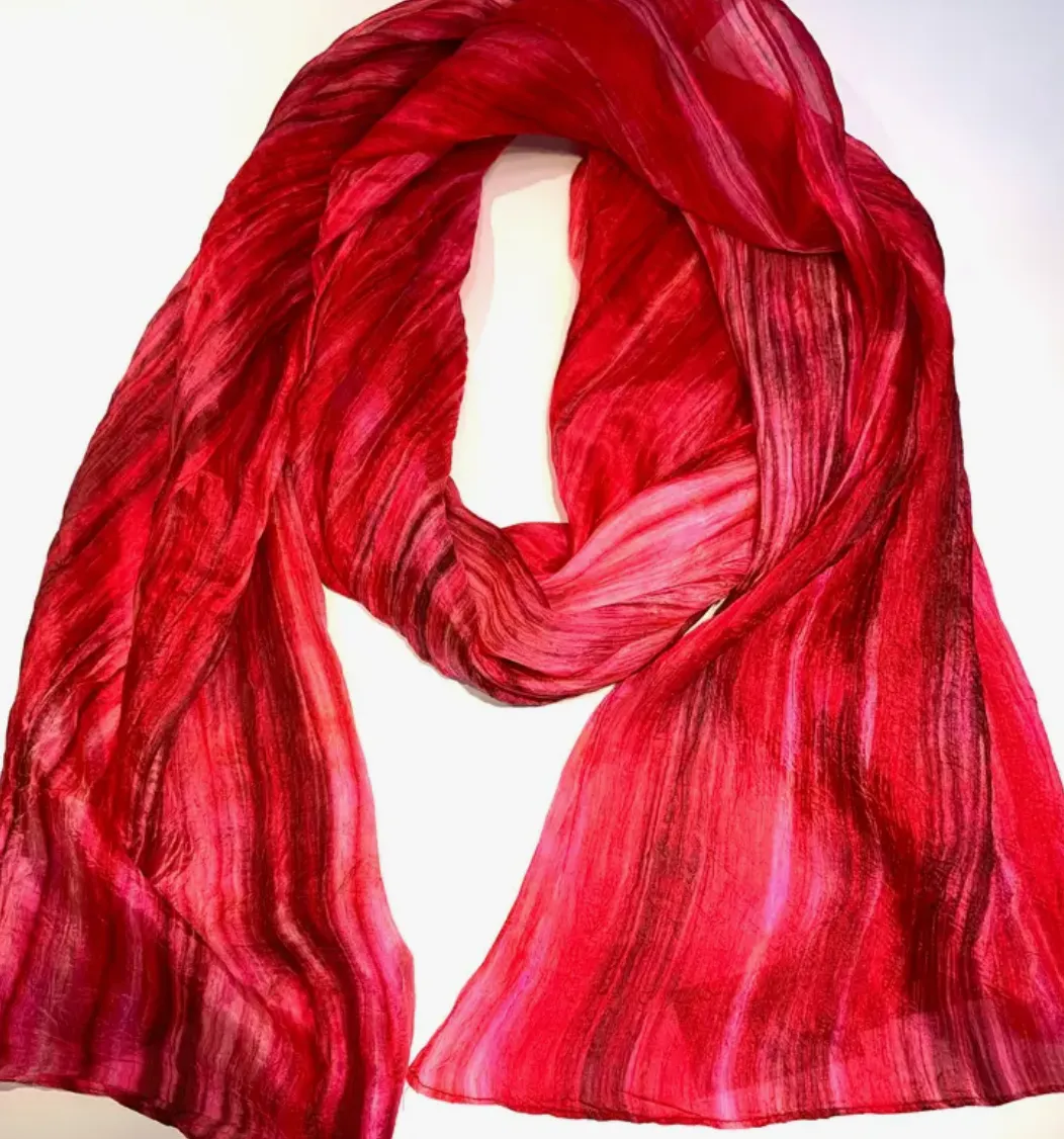 Water Color Scarf - Red Hibiscus
