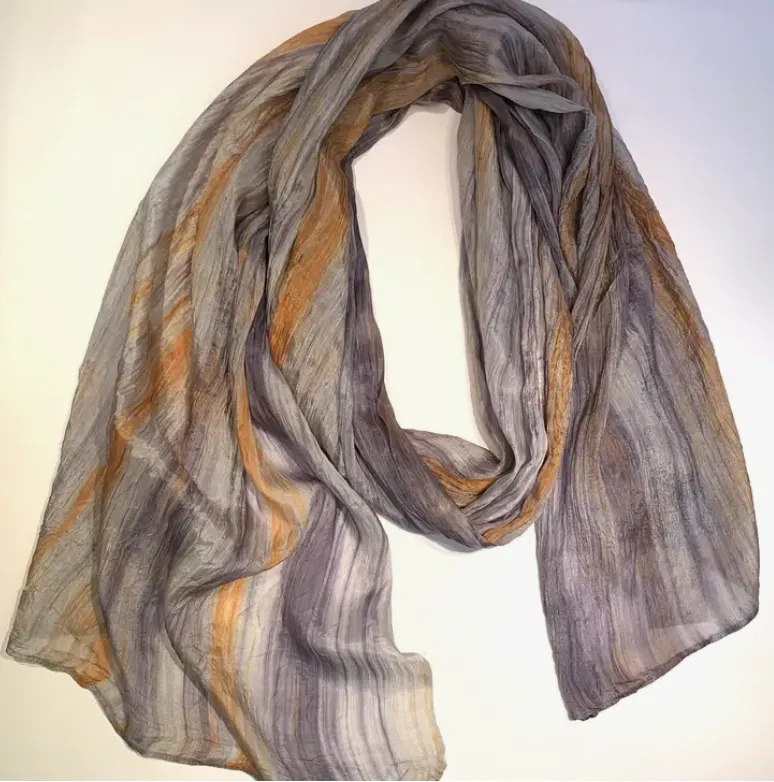 Watercolor Scarf - Gray & Rust