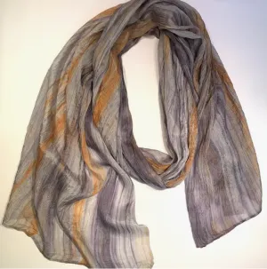 Watercolor Scarf - Gray & Rust