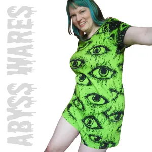 Weirdy Eye Lime Green Dress