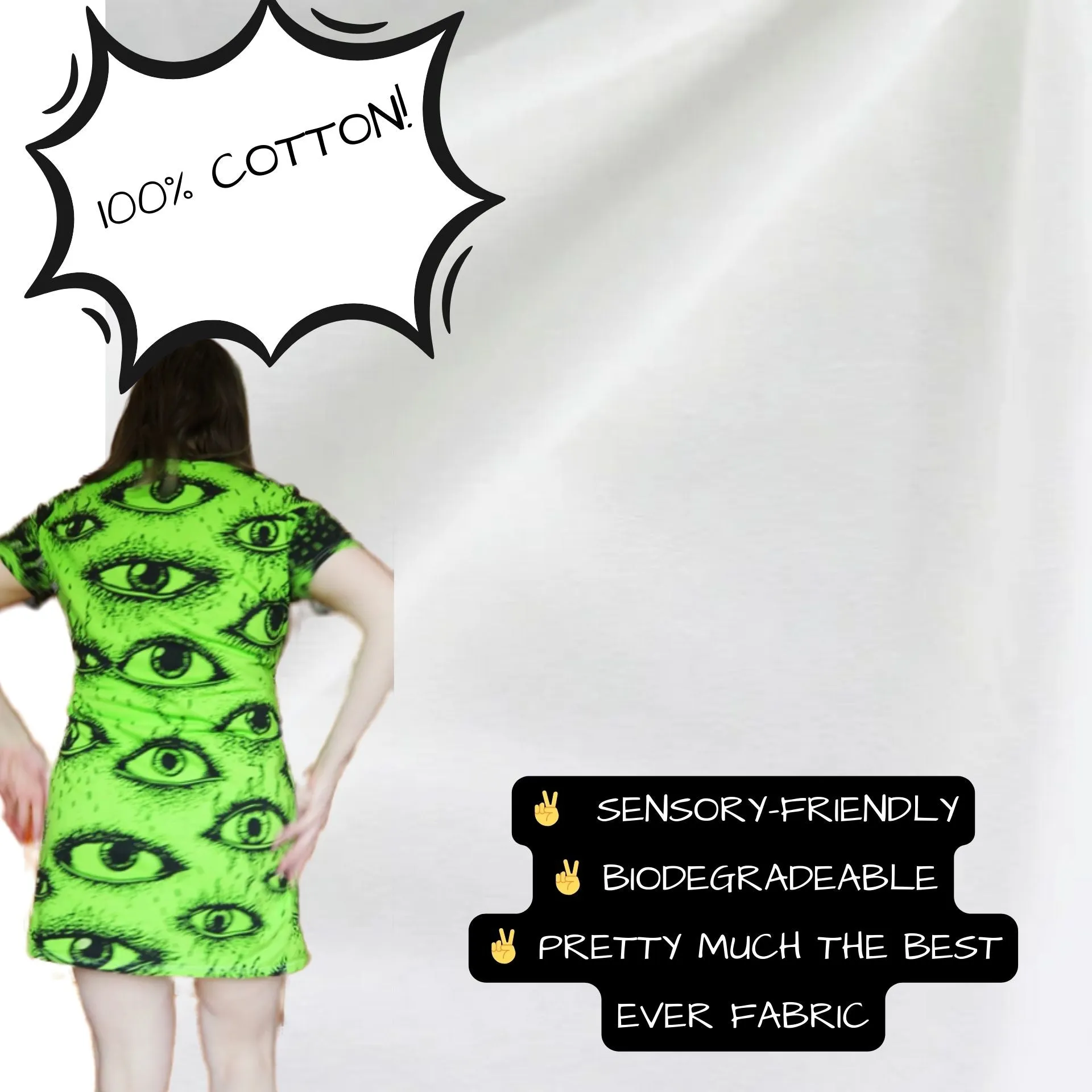 Weirdy Eye Lime Green Dress