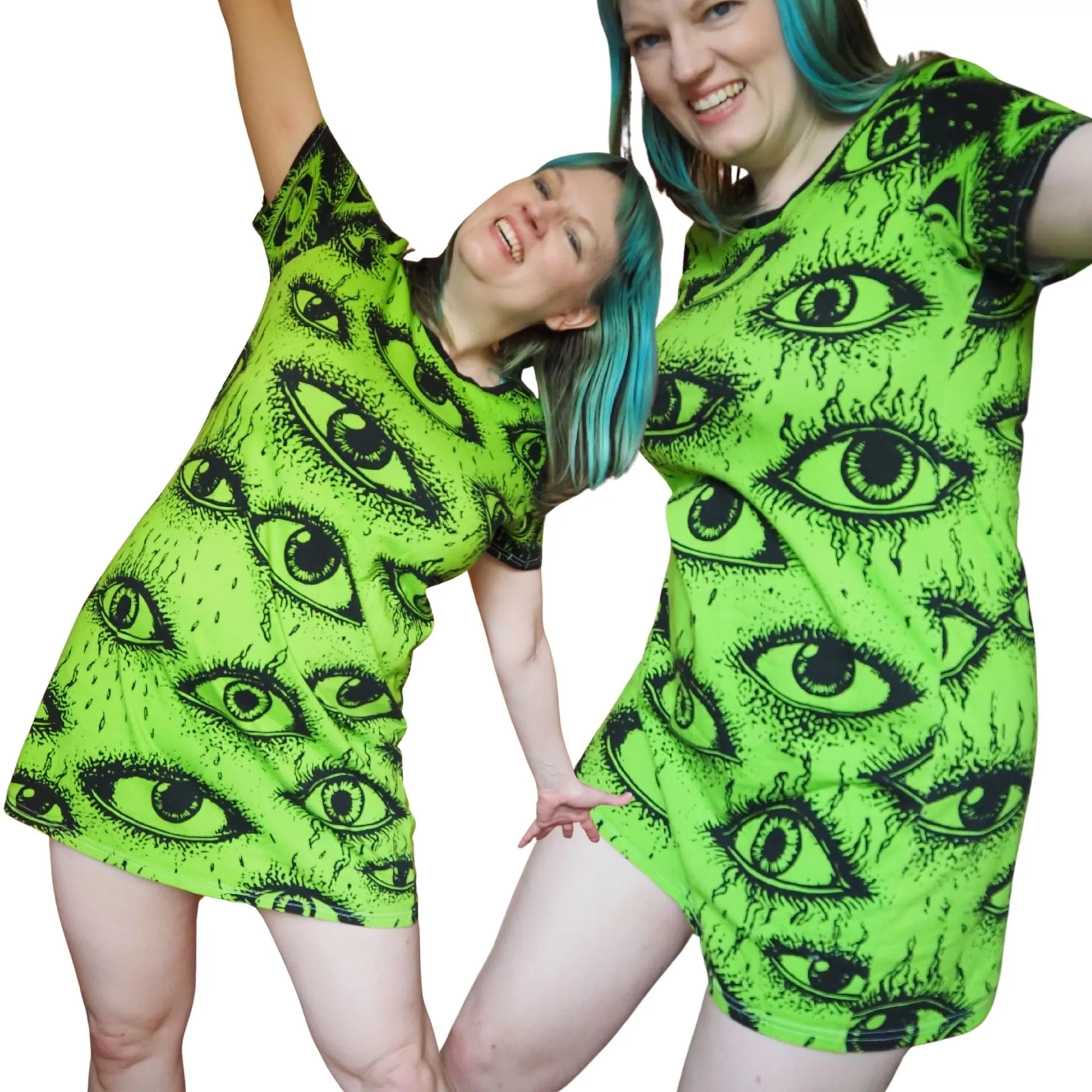 Weirdy Eye Lime Green Dress