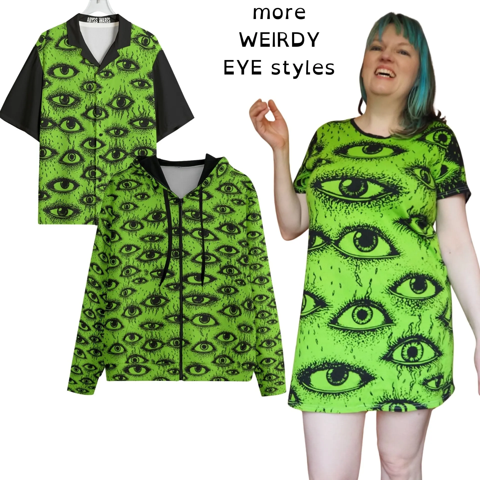 Weirdy Eye Lime Green Dress