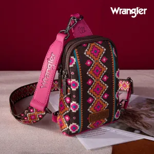 WG2205-210  Wrangler Aztec Print Crossbody Sling Chest Bag  - Hot Pink