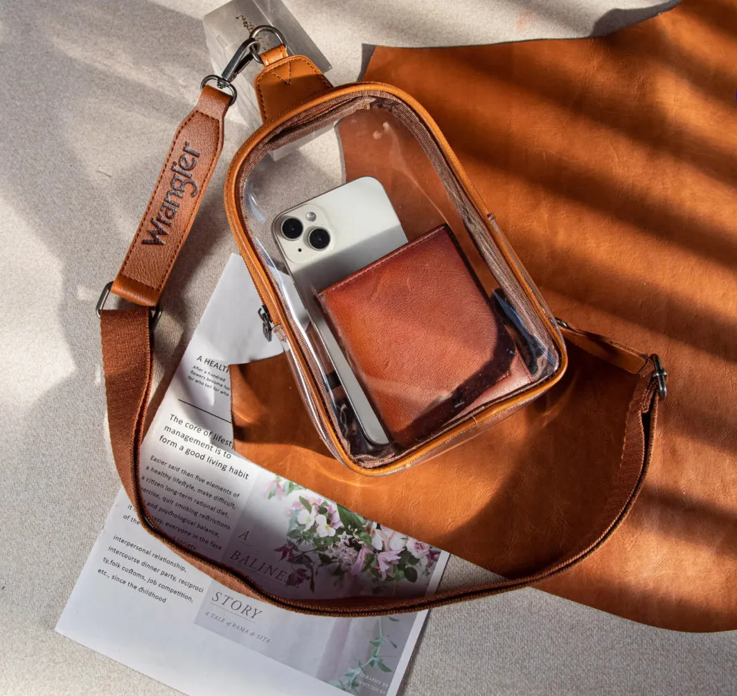 WG87-226 Wrangler Clear Sling Bag/Crossbody/Chest Bag - Brown