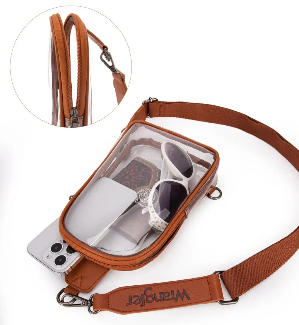WG87-226 Wrangler Clear Sling Bag/Crossbody/Chest Bag - Brown