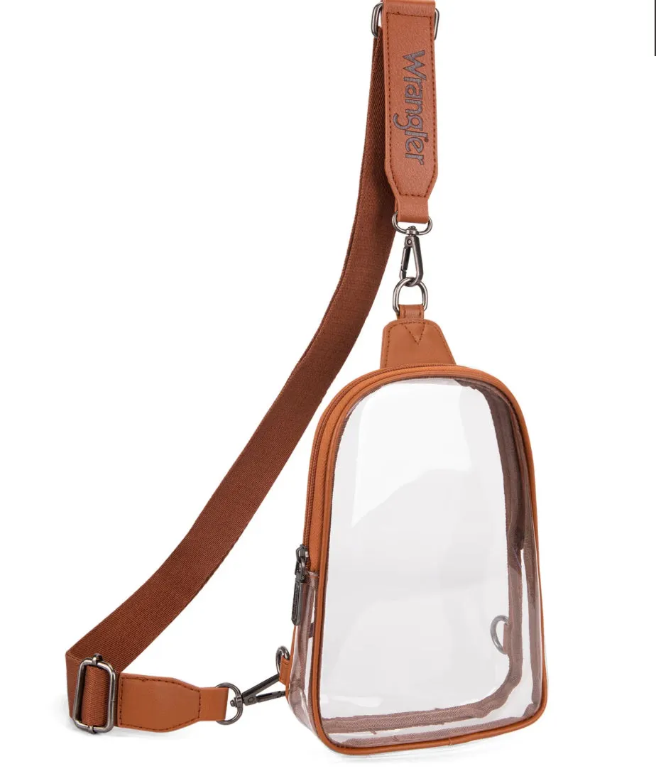 WG87-226 Wrangler Clear Sling Bag/Crossbody/Chest Bag - Brown