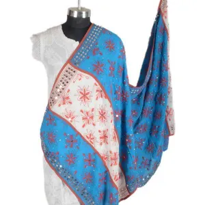White & Blue Phulkari Dupattas, USA, UK, Canada