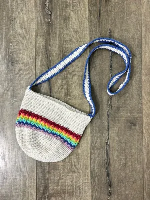 White & Rainbow Crochet Small Shoulder Bag