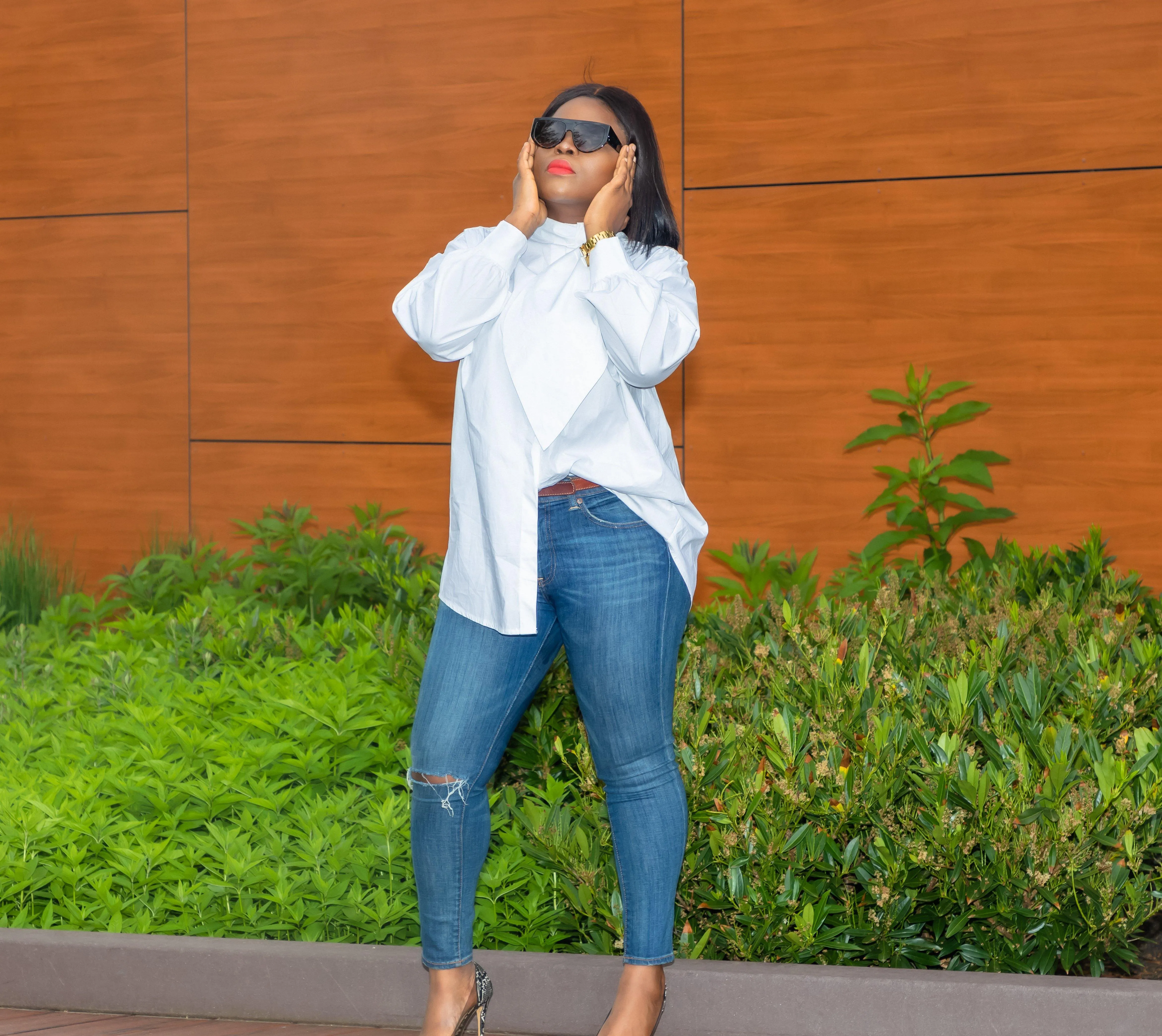 White Bell Cuff  Oversized Long Sleeve Shirt